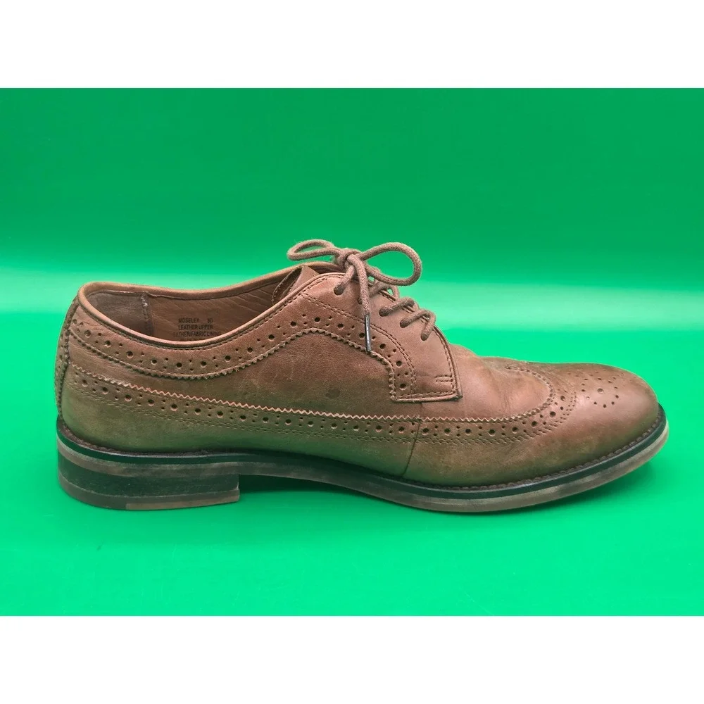 Polo Ralph Lauren Moseley Tan Brown Leather Wingtip Oxford Shoes Mens 8D